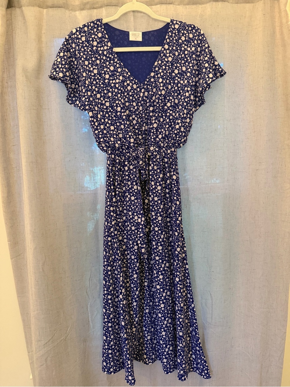 Sienna Sky Blue and White Floral Wrap Maxi Dress